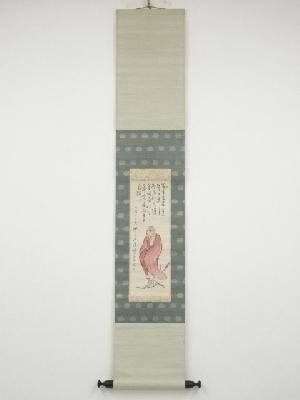 戊戌（1898年）　前田荷香筆　芦葉達磨　肉筆紙本掛軸（天龍寺関精拙箱書）